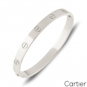 Cartier White Gold Plain Love Bracelet Size 21 B6035421